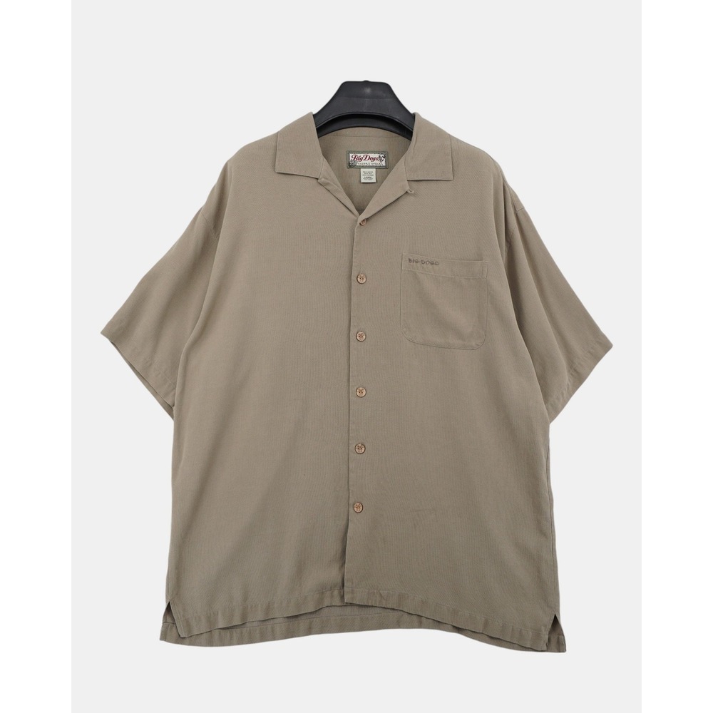 Big Dogs Resort Wear Silk Shirt Large Embroidered Tropical Camp Collar